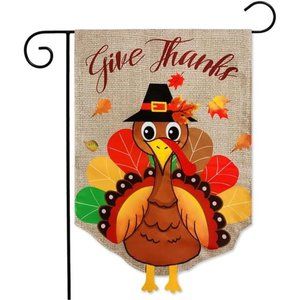 3D Fall Thanksgiving Garden Flag 12.5x18 Inches Double Sided Embroidered